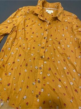 Maeve Mustard Floral Button-Front Shirt